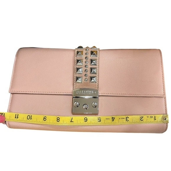 Valentino Cocotte Rose Pink Leather Silver Rockstud Envelope Shoulder Bag $895 - Picture 14 of 16